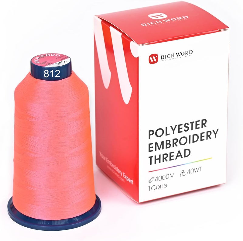 Poolin Richword Selected Pink Embroidery Thread 4000M(4374Y) 40WT Polyester Thread 100 Colors Selected for Commercial Multi Needles and Single Needle Embroidery Machine 0812 - Image 1